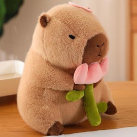 OUKEYI 30 cm Capybara Stuffed Animals,Simulation Capybara Plush Toy, Capybara Plush Doll, Capybara Stuffed Aniamls Toys for Girls Kids Adults Birthdays (Capybara- flower)