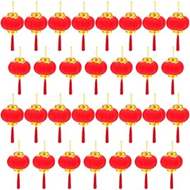 30 Pack Red Chinese Lanterns Mini Lanterns Decorative Lucky Hanging Lanterns Decoration New Year Wedding Party Hang Mini Lantern Home Decoration for Chinese Spring Festival