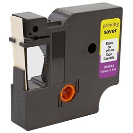Printing Saver 45013 S0720530 Black on White 12 mm x 7 m Compatible Labels Tape for LabelManager LM 100 160 200 210D 220P 280 360D 400 420P 450 450D 500TS PnP LabelWriter 450 Duo Label Makers