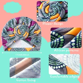 Geyoga - 3 piezas para niños con nudo africano preatado, turbante de algodón suave, elástico para la cabeza para niños y niñas, Se muestra en imágenes, 3 Count (Pack of 1)