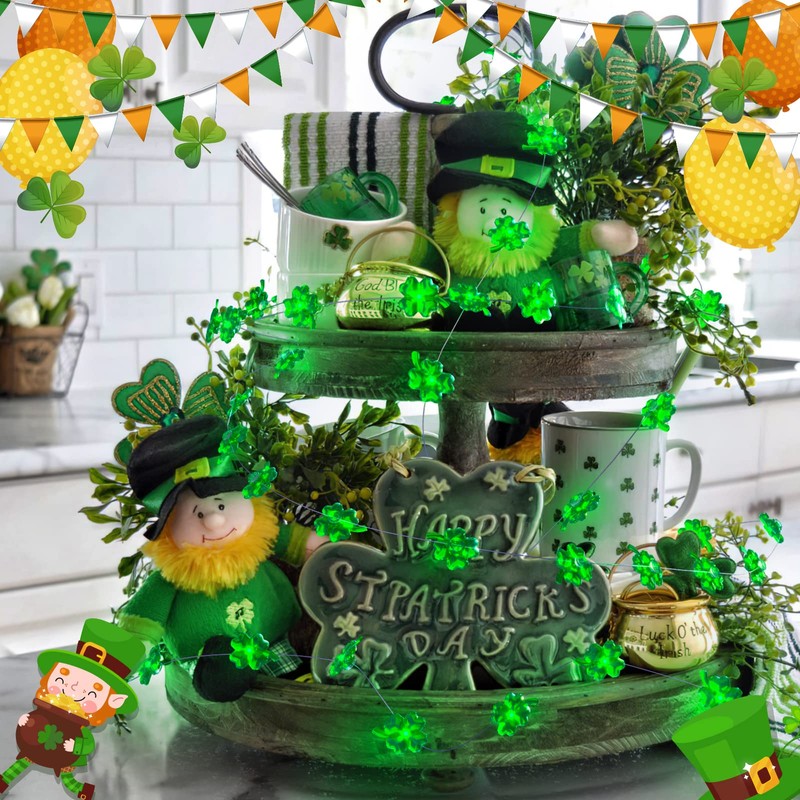 NewKoor St Patricks Day Decorations Lights - Green String Lights