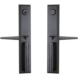 Double Door Handle Set with Dummy Inactive Handle Set for French Right and Left Hand Door (2011 Keyed & Dummy Set, Oil Rubbed Bronze)