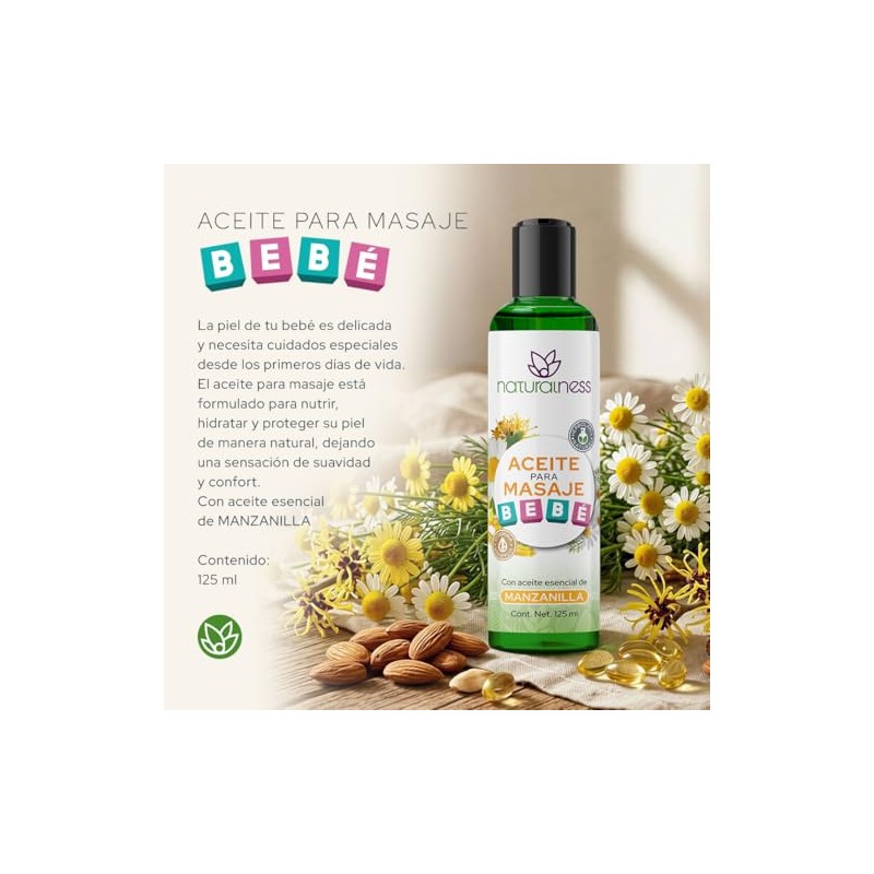 Aceite para masaje de bebé 125ml con manzanilla y hamamelis