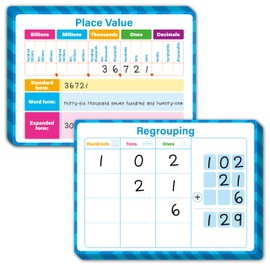 8 Packs Place Value Whiteboards, Double Sided Dry Erase Board Writable and Erasable Math Learning White Board for Kids, Students, Classroom and Home (Each Measures 12” x 9”)
