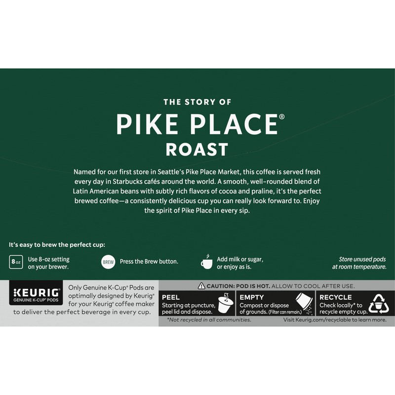 Starbucks Pike Place Roast Medium Keurig K-Cups - 0.44 oz