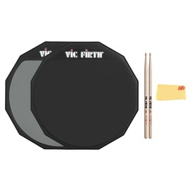 Vic Firth 6" Double-Sided Practice Pad Bundle with 5A Drumsticks and Austin Bazaar Polishing Cloth