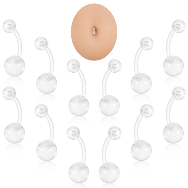 Tyqour 12 Pieces Clear Piercing Retainer Set for Nose, Tongue,