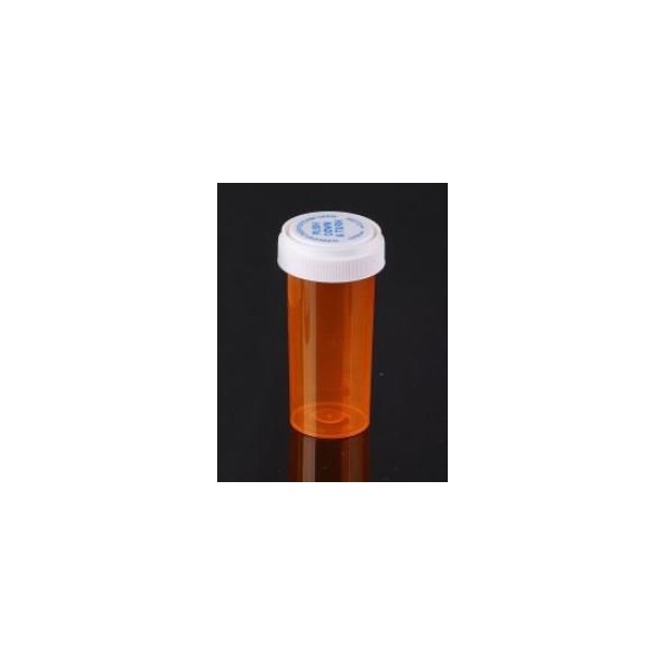Pharmacy Vials Reversible Child Resistant Cap - Push Down and Turn - Amber - 40 dram - 12 pcs (Prescription Vial, Medicine Container, Pill Bottle) by AmexDrug