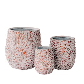 XBrand Set of 3 Fiberstone Cement Round Indoor Outdoor Planters, Modern Decorative Plant Pots with Drain Hole for All House Plants, Succulents & Flowers, 19.3", 15.4" and 12.2" H, Beige Golden