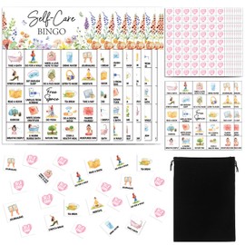 Pasimy 37 Pcs Self Care Bingo Game - 24 Self Care Bingo Cards, Therapy Bingos Games for Adults Large Group Mental Health Awareness Month Party Activities Supplies Counseling Session Gift