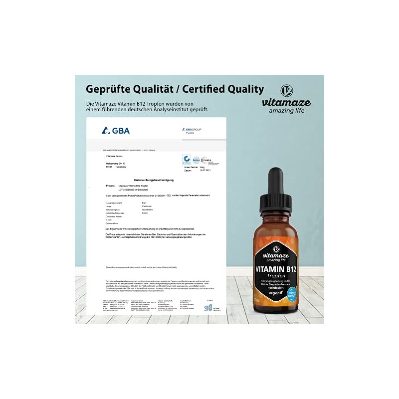 Burxoe Vitamin B12 Drops 500 mcg, Vegan High Dose Drops,