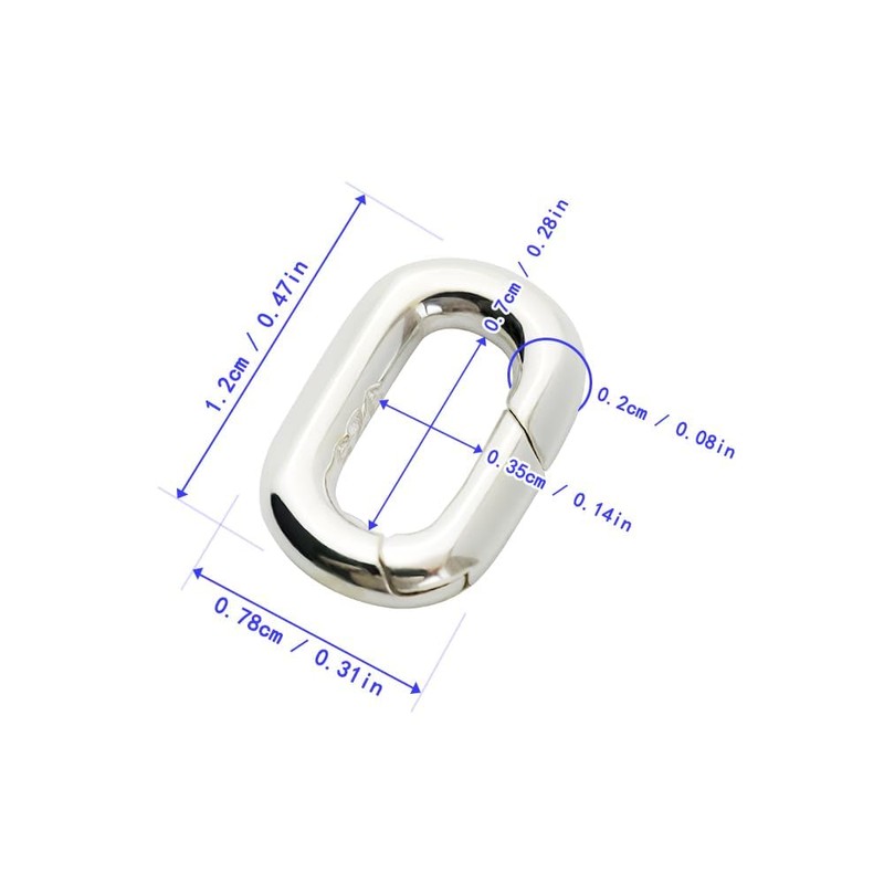 925 Sterling Silver Oval Spring Bail Clasp for Jewelry Making