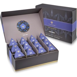 Teabloom Caja de presentación de té Earl Grey en forma de pirámide, 12 bolsitas de té de hoja entera en forma de pirámide