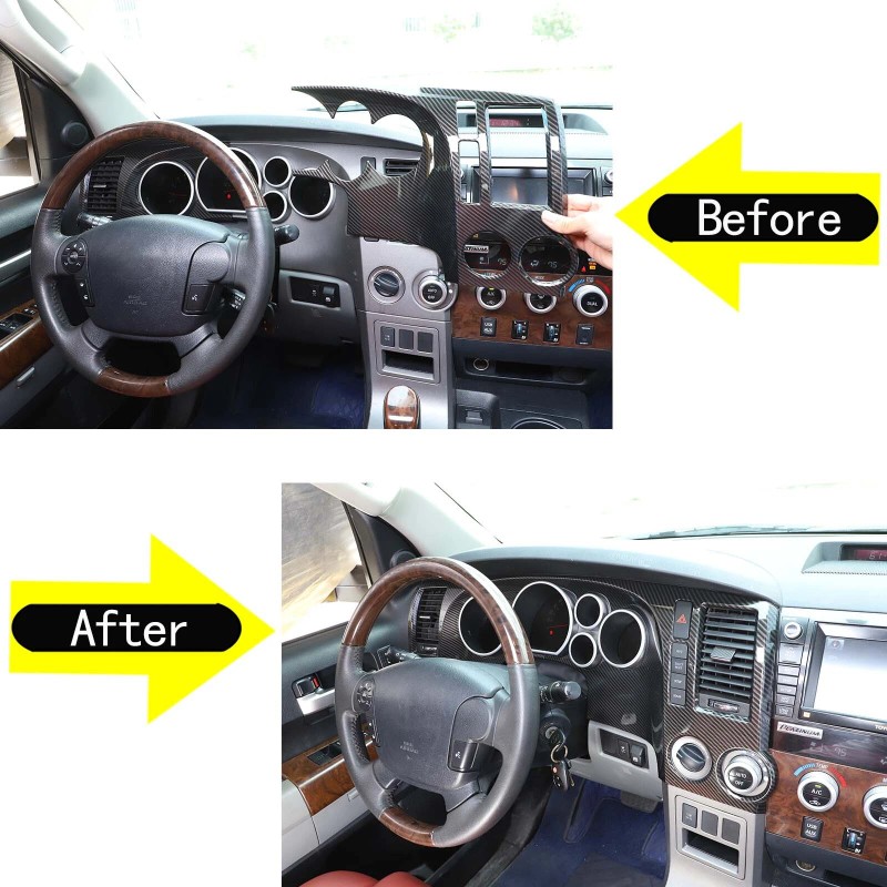 Ynei ABS Carbon fiber Interior Dashboard Panel Frame Trim Cover