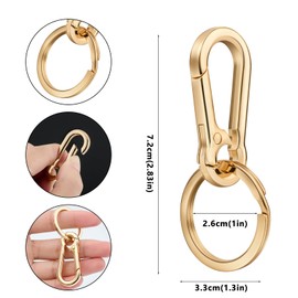 LEBATSION 6pcs Metal Keyring Key Chain Key Ring KeyChains Clip Key Chain Organizer for Home, Car, Key Finder (Gold)