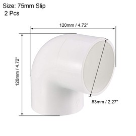 sourcing map 75mm Slip 90 Degree PVC Pipe Fitting Elbow Coupling Connector 2Pcs