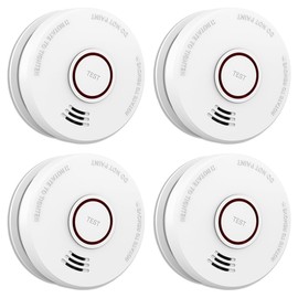 LSHOME 4 Pack Smoke Detector Fire Alarms 9V Battery Operated Photoelectric Sensor Smoke Alarms Easy to Install with Light Sound Warning, Test Button,9V Battery Included Fire Safety for Home