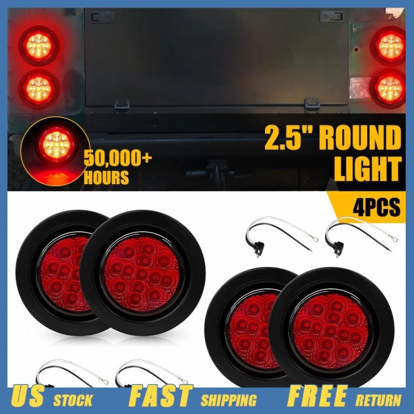 Unbranded Red Round 2.5" LED Side Marker Light Truck Trailer