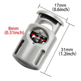 (10) - DYZD Plastic Cord Locks End Spring Stop Toggle Stoppers Multi-Colour (10PCS, Grey)