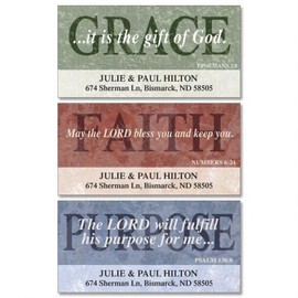 Purposeful Faith Return Address Labels (3 Designs) - Set of 144 1-1/8" x 2-1/4" Self-Adhesive, Flat-Sheet religious labels