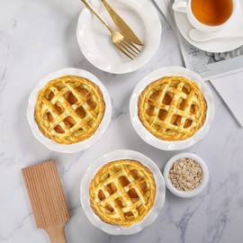 Aunt Shannon's Kitchen White Ceramic Mini Pie Pans - Set of 4 - Small 5.5 Inch Pie Pans with Classic Fluted Rims - Individual Pot Pie Pans for Pot Pies, Quiches, Puddings - Pot Pie Baking Dishes