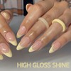 Almond Press on Nails Medium - 24Pcs French Tip Yellow