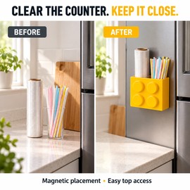 Magnetic Refrigerator Storage Organizer – Colorful Wall Mounted Storage Rack for Kitchen Fridge Side and Small Item Organization