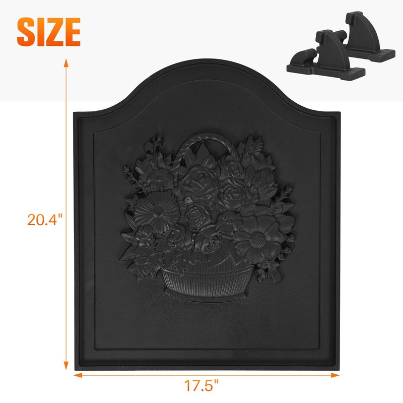 Firebacks for Fireplace,Cast Iron Fireback with Feet,Fireplace Back Plates,Heat Insulation