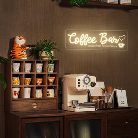 Coffee Bar Neon Sign with Timer Remote Dimmer, Warm White LED Coffee Light for Cafe Shop, Coffee Station Home Kitchen Coffee Bar Cart Event Area Party Gift for Coffee Lover Friends Family - Warm White 3