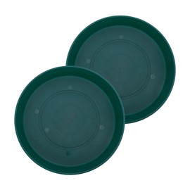The HC Companies Round Prima Flower Pot Saucers - Plastic Plant Saucer for Outdoors & Indoors - Traditional Plant Pot Trays for Water Drainage -Durable Plant Tray (17.5-inch Evergreen, Pack of 2)