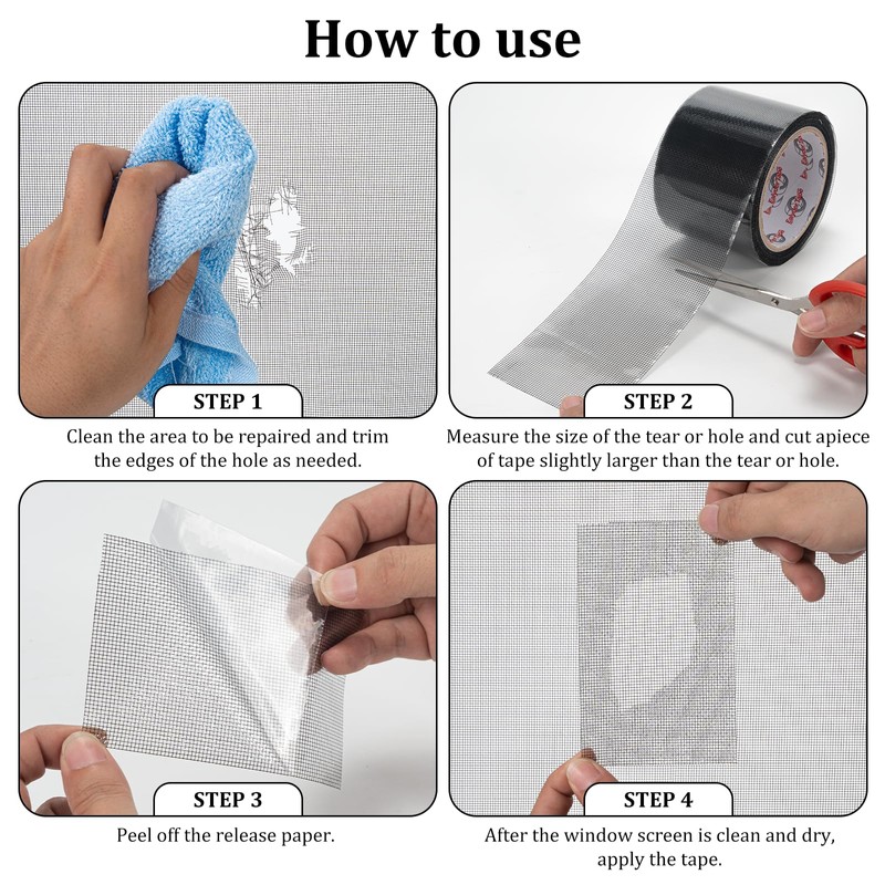 Ealyder Tape 2″ X 30 FT Black Window Screen Repair