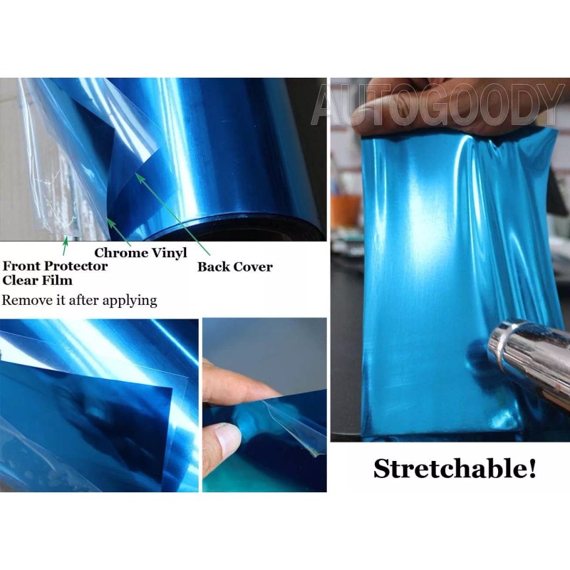 AUTOGOODY 108" x 60" Silver Chrome Mirror Vinyl Film Wrap