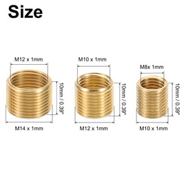 PATIKIL Thread Reducing Nuts Insert, 12pcs Male to Female Fine Thread Adapter Repair Insert Pipe Fitting Screw Sleeve Reducer, 1mm Thread Pitch, M10xM8x10mm, M12xM10x10mm, M14xM12x10mm