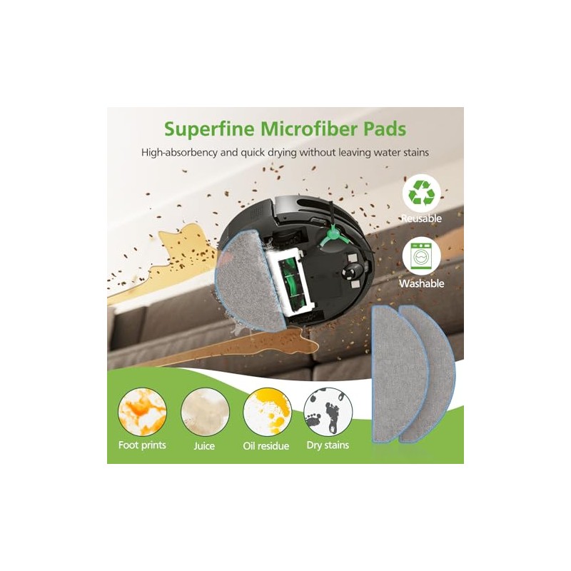 6 Pack Mop Pads Accessories Kit Compatible with iRobot Roomba