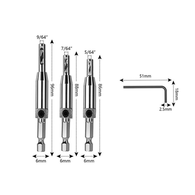 3 Pieces Quick Release Drill Bit Guide Set, 1/4" Hex