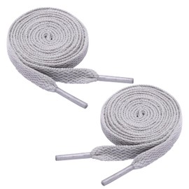 Glox 2 Pairs Flat Shoe Laces for Sneakers, Athletics Replacement Shoe Laces Boot Strings, Multiple Lengths and Colors,grey 120cm