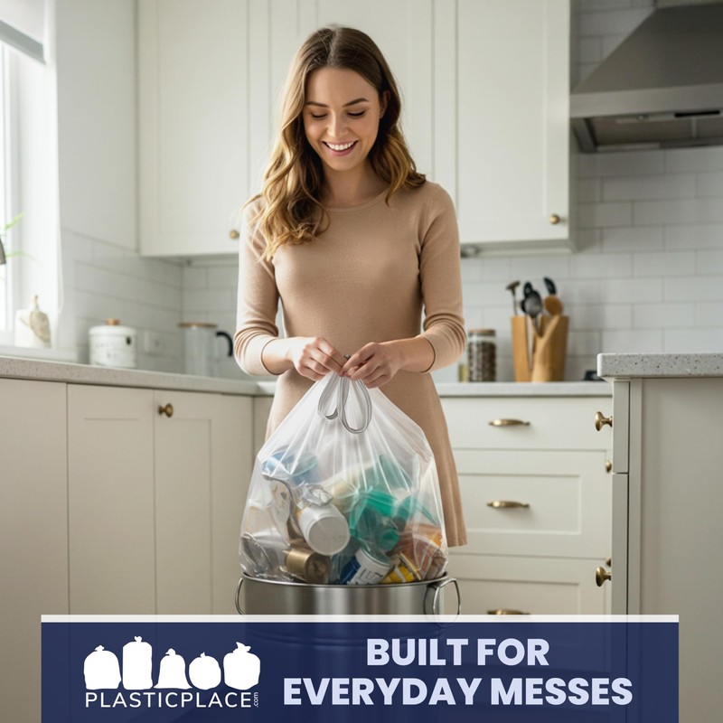 Plasticplace 13 Gallon Trash Bags │ 1.0 Mil │ Clear