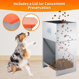 COZOFU Dog Feeder - Galvanized Metal Pet Food Station for Indoor & Outdoor Use - Automatic Gravity-Fed Dispenser Suitable for Small, Medium, and Large Dog Breeds - Capacity: 25 Pounds of Dry Kibble
