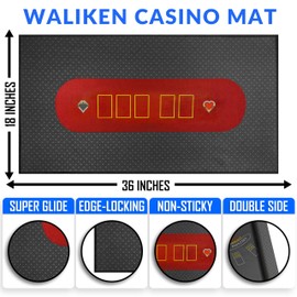 WaLiken 36x18 Inch Texas Holdem Poker Mat & Blackjack Felt, Flannel Double Sides Dust Proof Professional Gambling Tablecloth