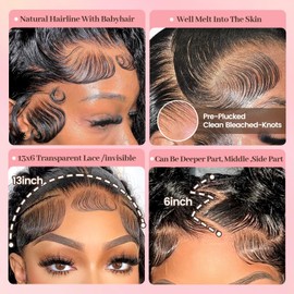 Tkekrw Deep Wave Lace Front Wigs Human Hair Pre Plucked 200 Density 13x6 HD Transparent Lace Frontal Wigs for Black Women Deep Curly Human Hair Lace Front Wigs With Baby Hair 22 Inch