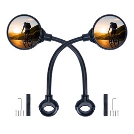 2 Pack Bicycle Mirror for Handlebars – Adjustable Bike Mirror Handlebar Mount, Wide Field of View for Safe Cycling, Easy Installation, Vibration-Free (Black-round)