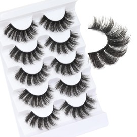 Veleasha Lashes 5D Faux Mink Lashes 100% Handmade Luxurious Volume Fake Eyelashes Lightweight Fluffy False Eyelashes 5 Pairs Pack (801)