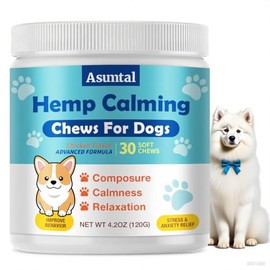 Calming Chews for Dogs, Dog Calming Chews, Natural 30 Counts, Eases Barking and Travel, Promotes Composure, Soft Chews