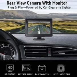 Backup Camera with Monitor Back up Camera System for Car Truck Reverse Camera Plug and Play Waterproof Rear View with 4.3’’ Monitor Safe Parking with 23-feet Power Cable