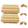 OHPHCALL 2pcs Bamboo Nail Brush Double-sided Cleaning Tool with Sturdy