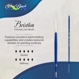 Silver Brush Limited Bristlon Script Liner Oil and Acrylic Brush, Size 0