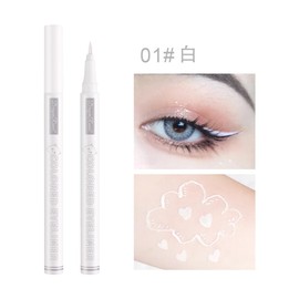 Cute Color Waterproof Eyeliner Liquid Pen Long Lasting Beginners Women Color Teardrop Bag Ultra Fine Black and White 10 Colors (01# White)