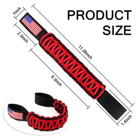Aokdom 2PCS US Flag Safety Anti-Collision Headrest Grab Handles - Universal Paracord Rear Seat Grab Handles Compatible with Jeep Wrangler YJ TJ JK,Toyota Tacoma,Ford Bronco (Red/2pcs)