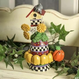 Factory Direct Craft Grouping of 4 Resin Painted Fall Flower and Birdhouse Figurines