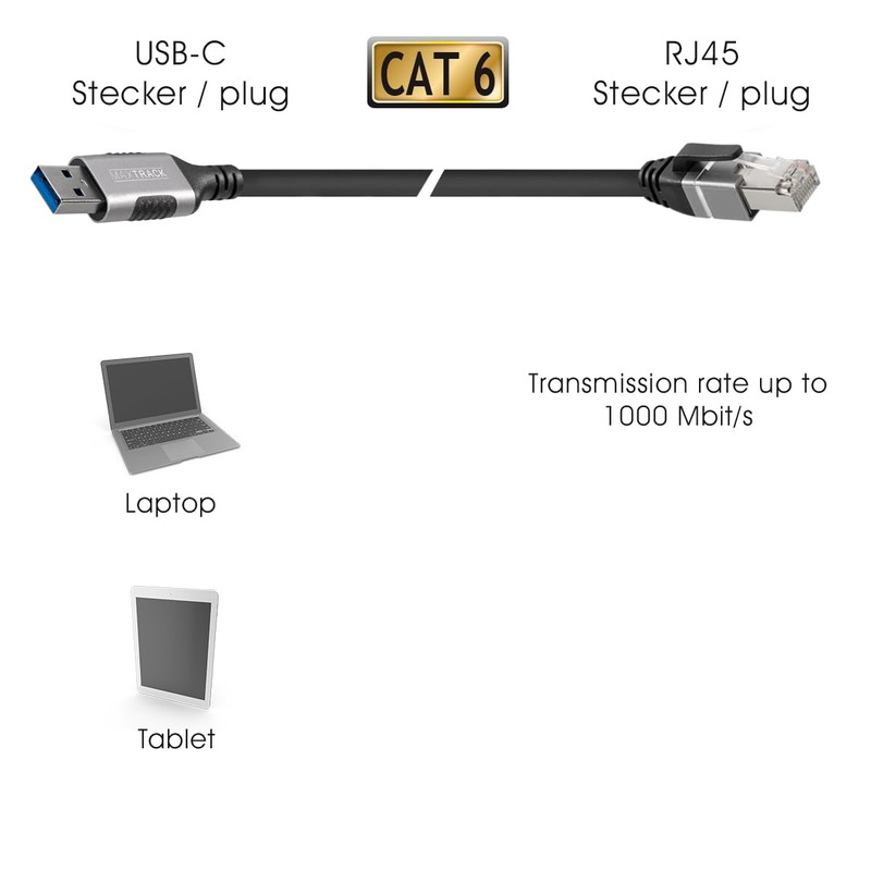 MAXTRACK USB A LAN Adapter - C540-1.5L, LAN Adapter USB-A